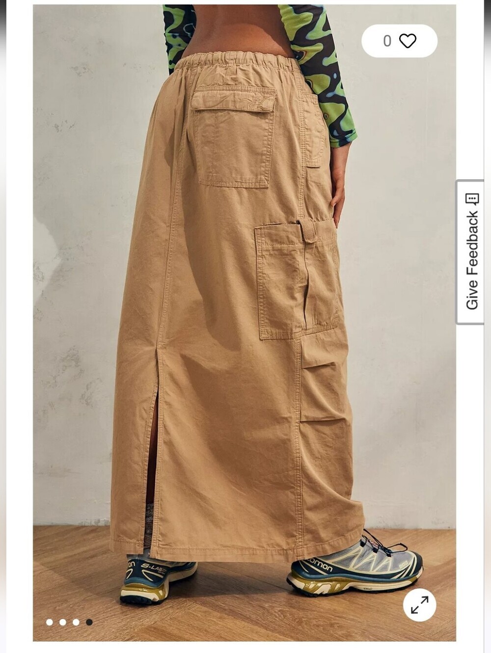 BDG Tan Cargo Maxi Skirt with Utility Pockets